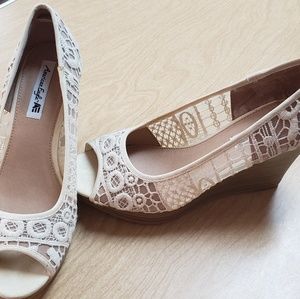 Tan lace wedge